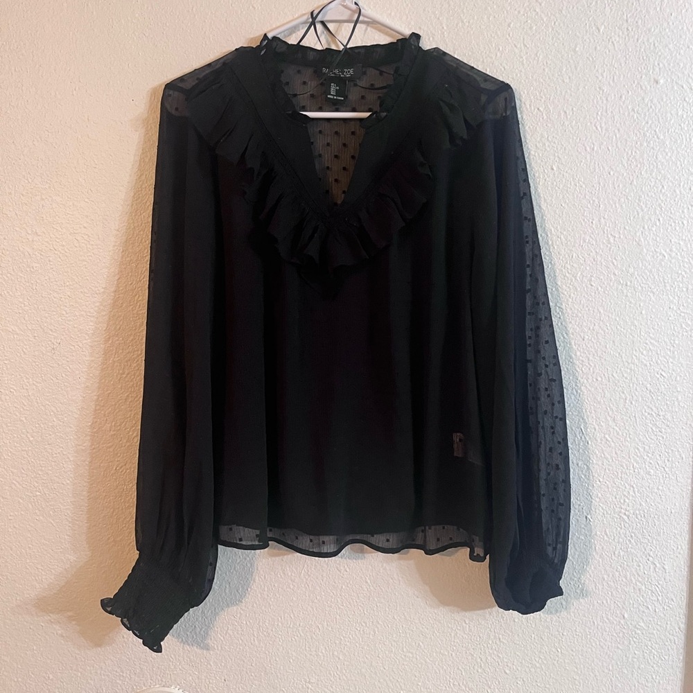 Rachel Zoe Black Ruffled Smocked Blouse